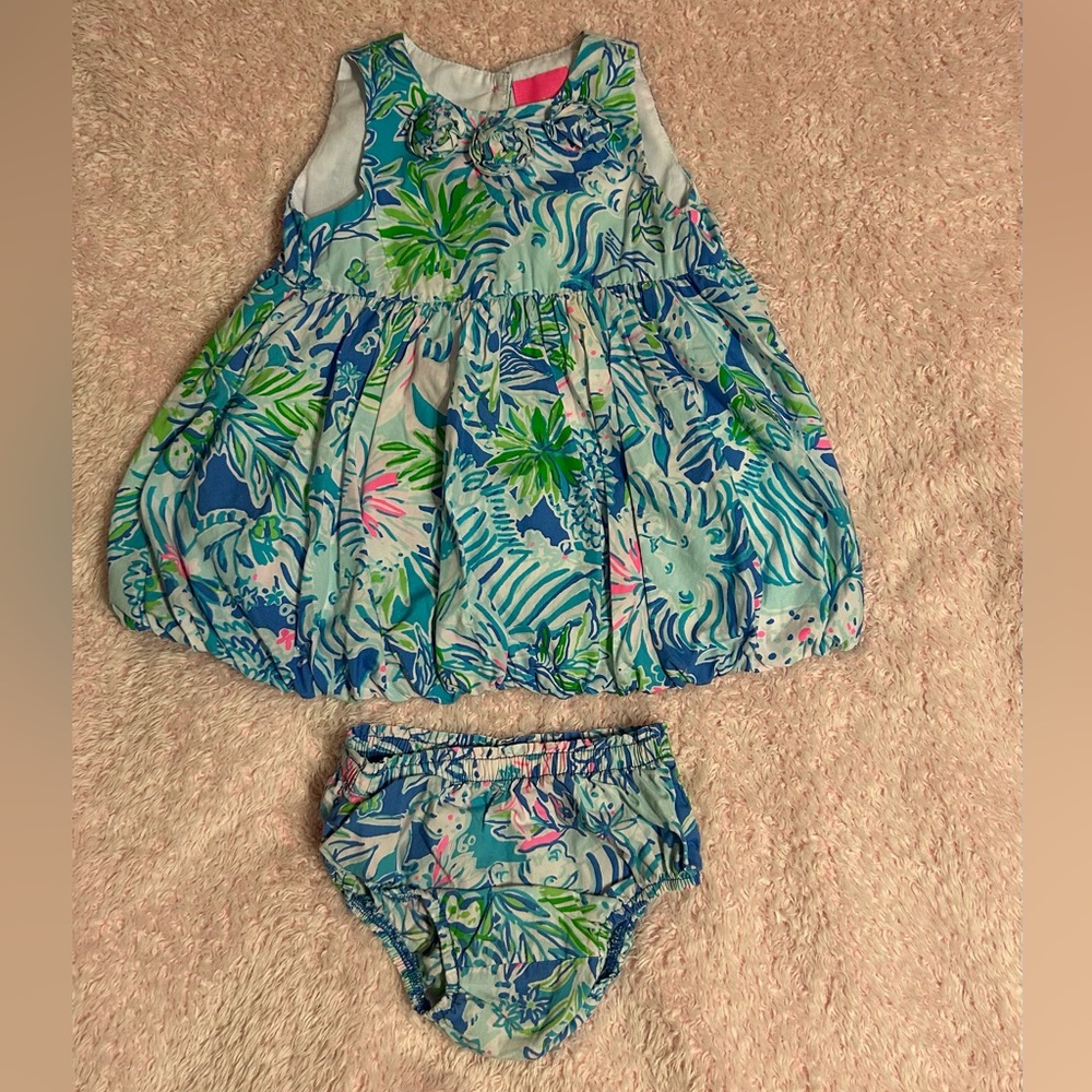 Lilly Pulitzer Costal Blue Lion Around Britta Bubble Dress